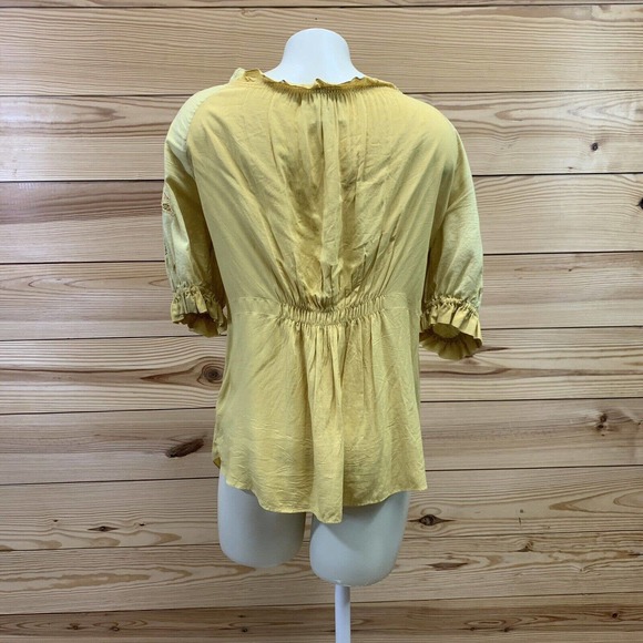 Sains Anthropologie Shirt XS Oversized Boho Peasant Lucerne Lace Beading B8 - Picture 6 of 10